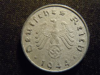 1944 - A - German - Ww2 - 10 - Reichspfennig - Germany - Nazi Coin - Swastika - World - Ab - 2657 - Cent photo