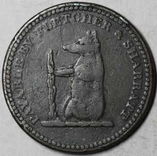 1811 Bear Conder Large Penny Walsall (fletcher & Sharratt) Withers 1145 Scarce photo