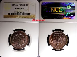 Mexico Copper 1889 Mo 1 Centavo Ngc Ms64 Bn Km 391.  6 N/r photo