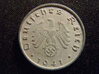 1941 - B - German - Ww2 - 10 - Reichspfennig - Germany - Nazi Coin - Swastika - World - Ab - 1727 - Cent photo