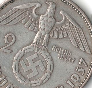 Rare Very Old Antique Silver 1937 - A Wwii Ww2 Germany Nazi Eagle Bullion War Coin photo