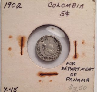 1902 Colombia 5 Cents photo