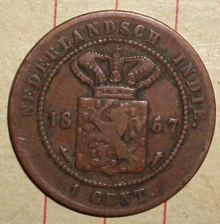 1857 Netherland East Indies One Cent Grade photo