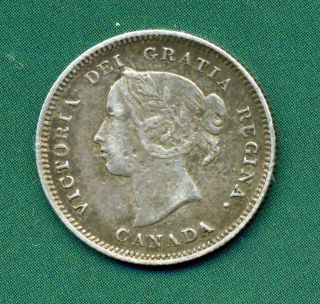 . 1885 Over 5 Canada Five Cents. photo