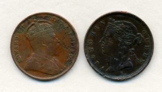 1872 And 1908 Straits Settlements Half Cents. photo