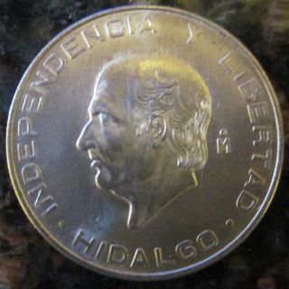 1956 Hidalgo Au,  Mexico 5 Pesos Mo, .  720 Silver. photo