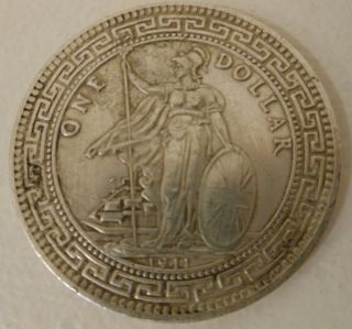 Silver 1911 Chinese One Dollar British Trade Coin photo