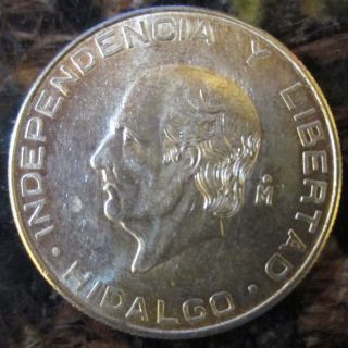 Au,  Mexico 5 Pesos Mo 1955 Hidalgo, .  720 Silver. photo