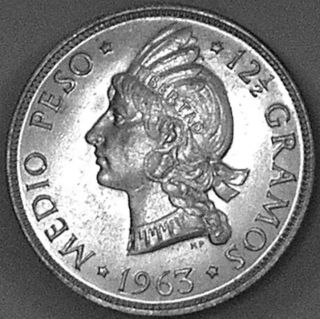 Dominican Republic 1963 Half Peso Commemorative & Last Silver Issue - - Ch Pl Bu - - photo