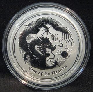 Silver 1/2 Oz Australia 2012 Year Of The Dragon Coin In Air Tite Capsule photo
