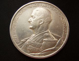 5 Pengo 1939,  Hungary Silver Coin.  Km 517.  Admiral Miklos Horthy. photo