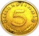 Germany - German 3rd Reich - German 1937a Gold Colored 5 Reichspfennig Coin - Ww2 Germany photo 1