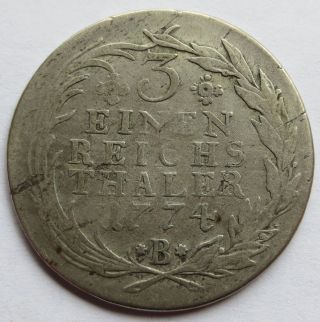 1774 - B 3 Einen Reichs Thaler German States Fridericus Borussorum Coin (021805c) photo