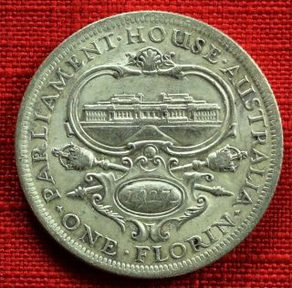 Australia: 1927 Florin Opening Of Parliament House.  925 Silver - photo