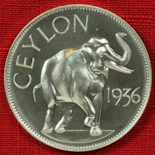 Ceylon: 1954 Retro Pattern 1936 Edward Viii Crown,  Silver,  Capsule - Top Grade photo
