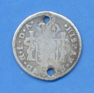 Santiago Chile 1785 Da 1/2 Real Silver Carolus Iii Colonial Charles Iii Km 28 photo