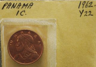 Panama 1962 Bu Brilliant Uncirculated Urraca 1 Cent In Centesimo Coin photo