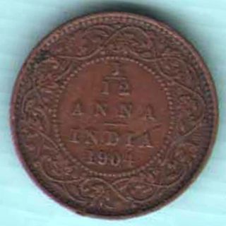 British India - 1904 - 1/12 Anna - Edwerd Vii King & Emperor - Rare Coin W - 92 photo