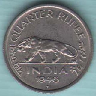 British India - 1946 - Quarter Rupee - Bombay - Kg Vi - Rare Coin W - 74 photo