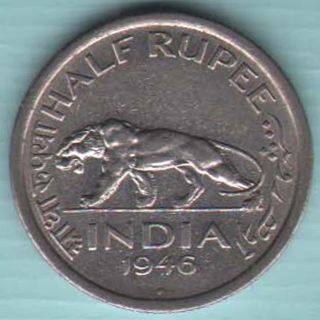 British India - 1946 - Half Rupee - Bombay - Kg Vi - Rare Coin W - 73 photo