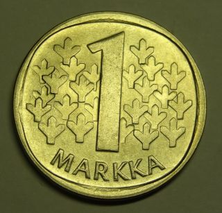 Finland 1 Markka 1983n Aunc Rare photo
