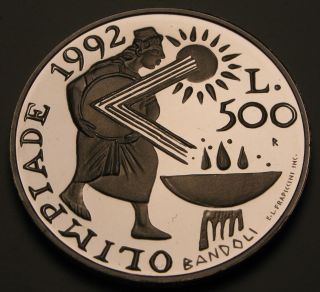 San Marino 500 Lire 1991r Proof - Silver - Barcelona Olympics 1078 photo