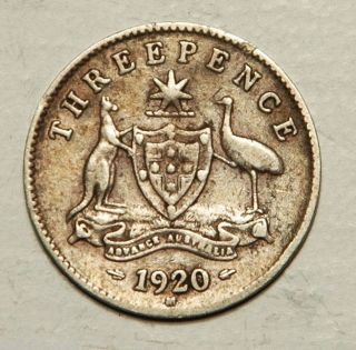 Australia Silver 3d Threepence 1920 photo
