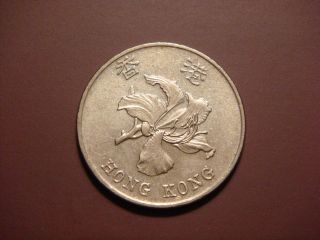 Hong Kong 1 Dollar,  1996 Coin.  Bauhinia Flower photo