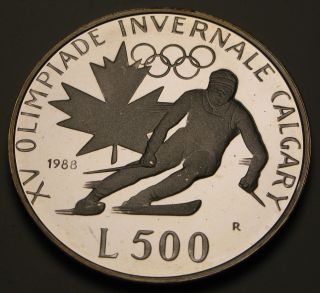 San Marino 500 Lire 1988r Proof - Silver - Winter Olympics 1080 photo