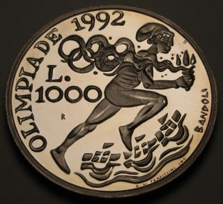 San Marino 1000 Lire 1991r Proof - Silver - Barcelona Olympics 1076 photo