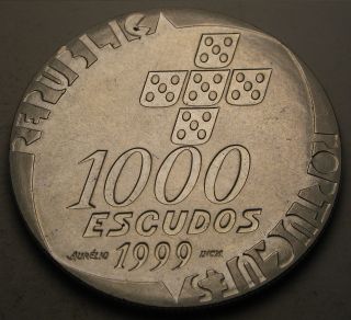 Portugal 1000 Escudos 1999 - Silver - Revolution Of April 25 - Aunc 1002 photo