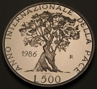 Italy 500 Lire 1986r Proof - Silver - Year Of Peace 1079 photo