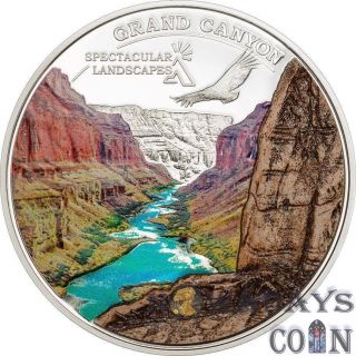 Cook Islands 2014 5$ Grand Canyon Silver Coin With Real Marble Inlay photo