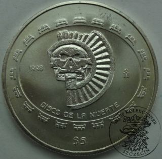 Mexico - 5 Pesos 1998 - Teotihuacan - Disco De La Muerte - Silver 1 Oz. photo