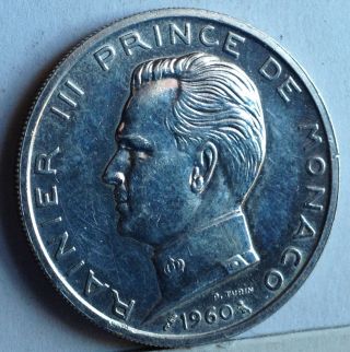 Monaco 5 Francs 1960 Silver »» Km 141 »»»»»»»»»»» Low Mintage ««««««««««««««««« photo