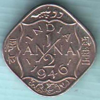 British India - 1946 - Half Anna - Kg Vi - Rare Coin W - 5 photo