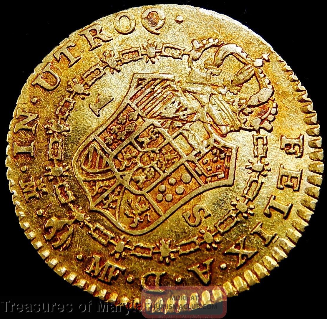 Pure 22k Gold Old Us 2 Gold Coin 1792 Spanish Gold 1 Escudos Doubloon 