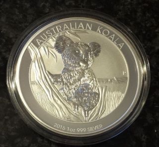 2015 - P Australian Koala - One Troy Ounce.  999 Fine Silver Collectors Coin photo