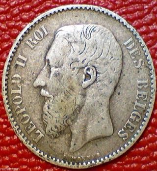 World Coin Vintage 1886 Belgium Des Belges Silver 1 Franc Dd15 photo