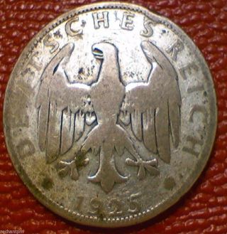 World History Silver Coin 1925 A Weimar Republic Germany 2 Reichs Marks Dd21 photo