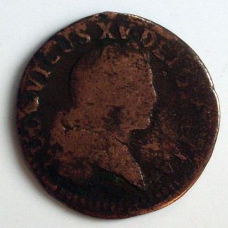 Scarcity 1721 X - Liard Louis Xv - French Copper Colonial Coin Usa Canadian photo