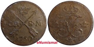 Sweden Frederick I Copper 1750 1 Ore,  S.  M.  Last Date For Type Km 416.  1 photo