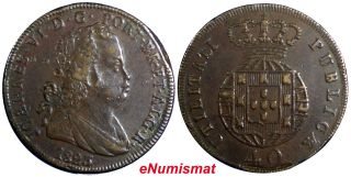 Portugal Joao Vi Bronze 1823 40 Reis,  Pataco Choice Vf Cond.  Scarce Km 370 photo