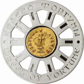 Niue 2014 $1 Wheel Of Fortune 11.  8g Gilded Silver Proof Coin Roman Aureus photo