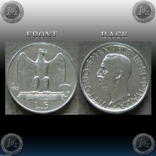 Italy Italia 5 Lire 1929r Silver Coin (km 67.  2) Xf photo