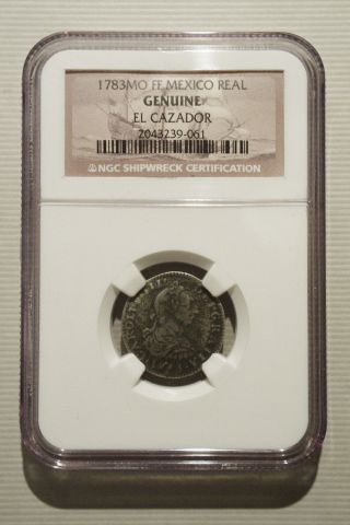 El Cazador 1783 1 Real Ngc Certified Silver Shipwreck Coin Higher Grade Obv. photo