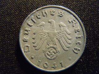 1941 - A - German - Ww2 - 5 - Reichspfennig - Germany - Nazi Coin - Swastika - World - Ab - 1960 - Cent photo