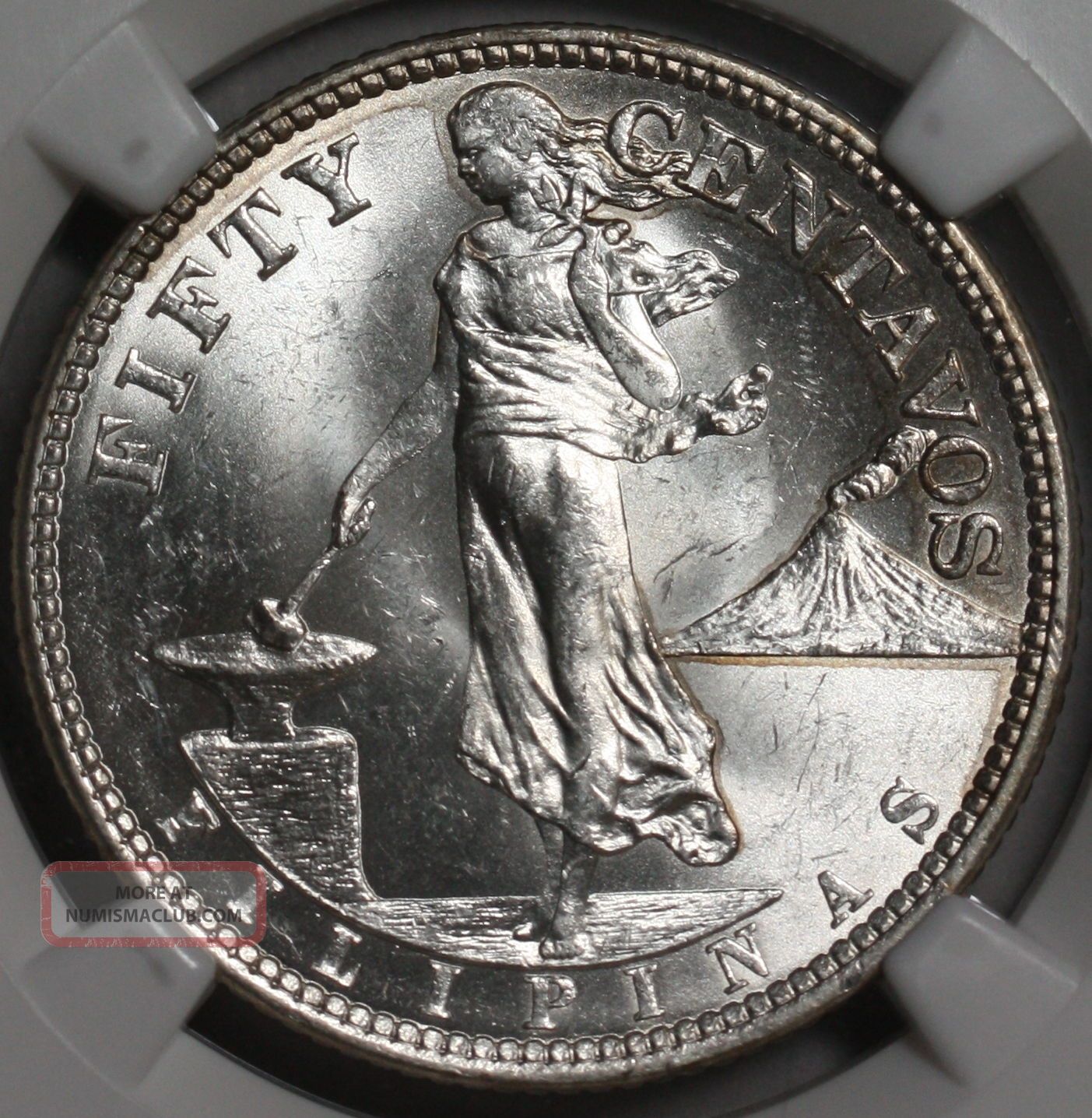1921 Ngc Ms 63 Philippines Silver 50 Centavos (coin) Bu State