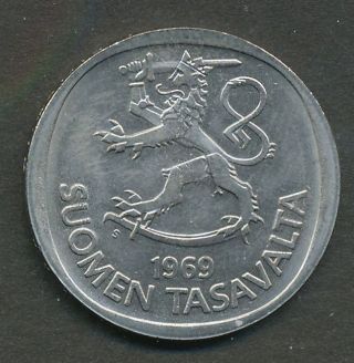 Finland 1969 1 Markka Coin (6.  1 G) - Mark - 1mk photo