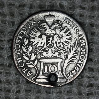 Medieval Silver Coin 1764 Austria 10 Kreuzer Europe photo